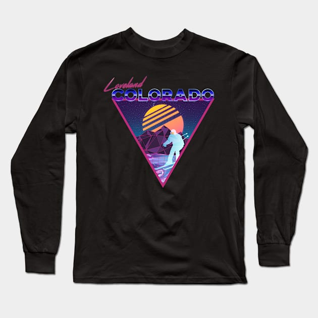 Retro Vaporwave Ski Mountain | Loveland Colorado | Shirts, Stickers, and More! Long Sleeve T-Shirt by KlehmInTime